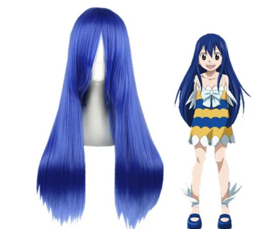 Electric Blue Fairy Tail Wendy Marvell Wig 80cm